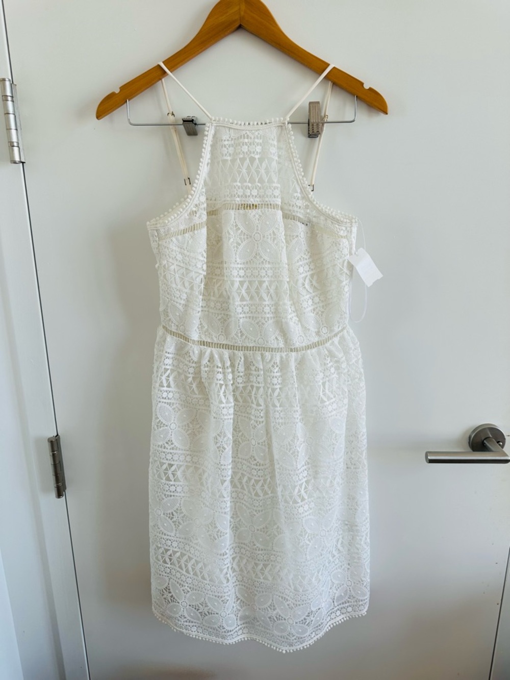 Trina Turk White Crochet Halter Midi Dress
